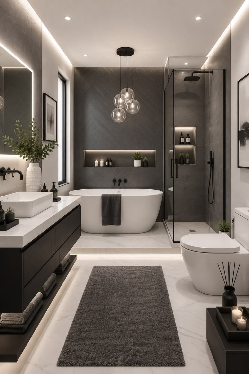 Premium modern residential bathroom renovation interior
